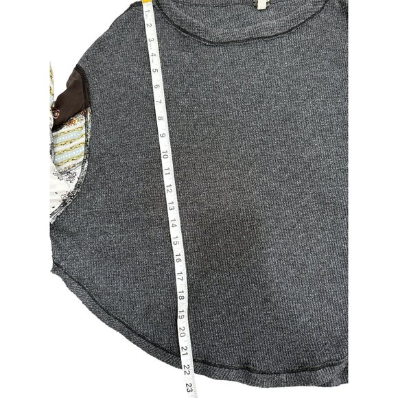 Free People Grey Blossom Thermal Top Boho Womens Size M - Picture 7 of 8